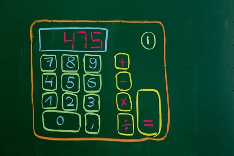 Calculator drawn with chalk on a blackboard