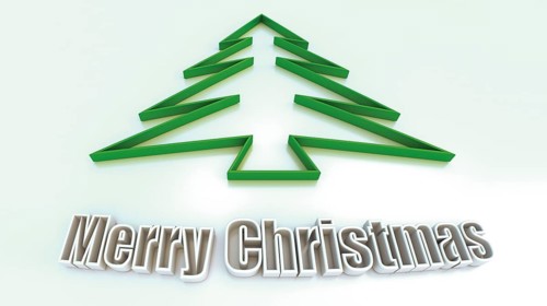 Christmas tree and the words 'Merry Christmas'