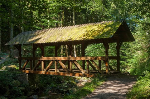 Bridge across the Grobbach creek near Geroldsauer Wasserfall waterfall