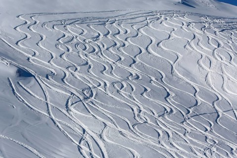 Ski tracks in deep snow