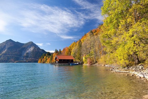 Walchensee Lake or Lake Walchen in autumn