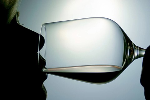 Woman drinking red wine