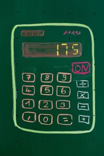 Calculator drawn with chalk on a blackboard