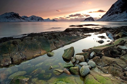 Vikbukta Bay at sunset