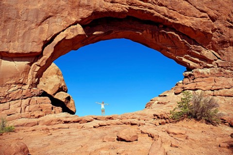 Girl standing in North Window Arch