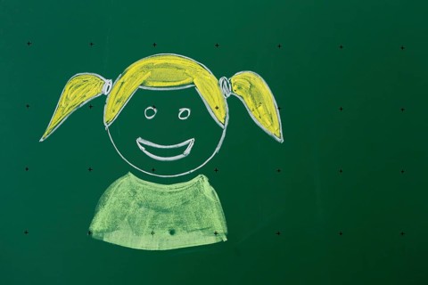 Child drawn with chalk on a blackboard