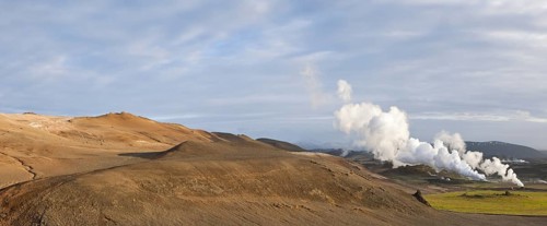 Geothermal area with steam column