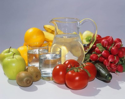 Glass carafe filled with water