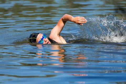 Triathlete swimming