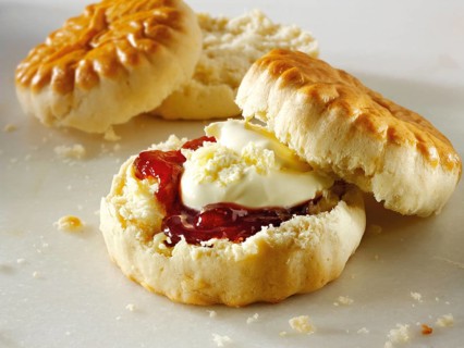 Traditional English scones with clotted cream
