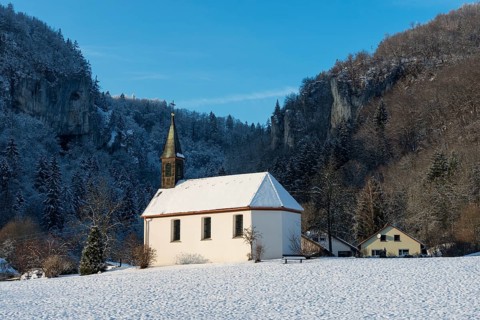 Chapel of St. Agatha from the 17th century in the Danube Valley community of Neidingen