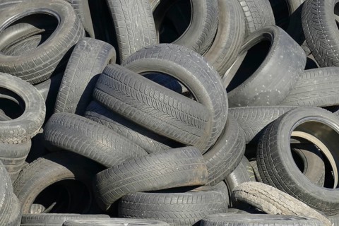 Old car tires in a heap