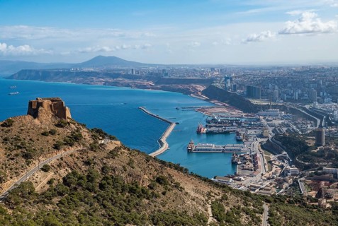 Overlook over Oran with the Santa Cruz castel in the foreground Oran