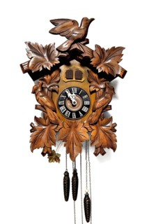 Classic wood-carved Black Forest cuckoo clock