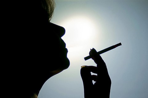 Woman smoking a cigarette