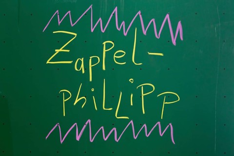 Zappelphillipp' written with chalk on a blackboard