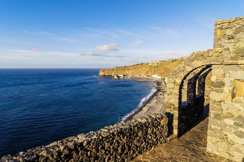 View of the beach and the town