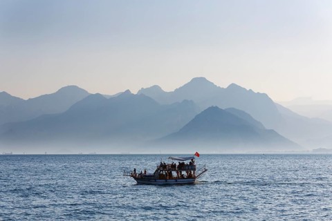 Excursion boat on the sea