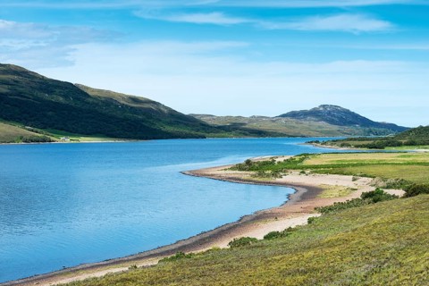 The 9.5 km long and 1.2 km wide freshwater Loch Hope