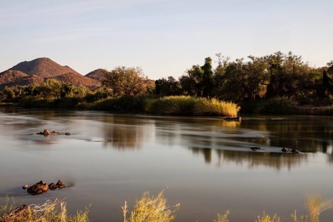 View over the border river of Kunene towards Angola