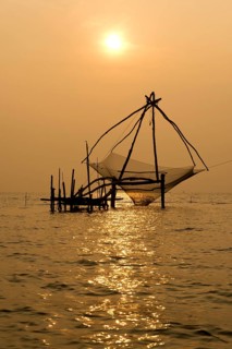 Chinese fishing net at sunrise
