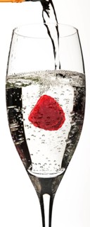 Raspberry in a champagne glass