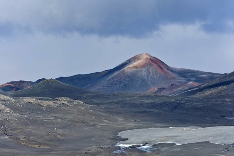 New crater of a volcanic eruption in 2010