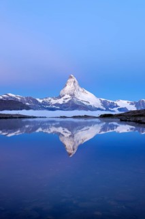 Mt Matterhorn reflected in Stellisee Lake at dusk