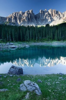 Lake Carezza with Latemar Mountain