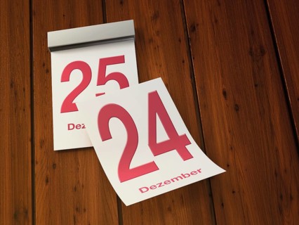 Tear-off calendar with 24th and 25th of december