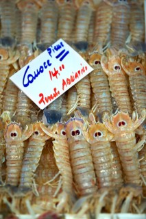 Connoce fresh shrimp on the Rialto fish market