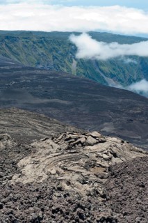 Cooled lava flow in the Cratere Dolomieu crater of Piton de la Fournaise volcano