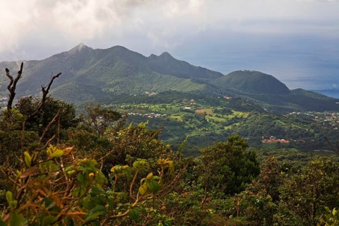 View towards Saint-Claude from La Soufriere volcano