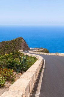 Winding mountain road in the Anaga Mountains near the village of Taganana