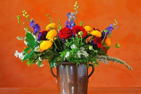 Colourful bouquet of flowers with ranunculus (Ranunculus asiaticus)