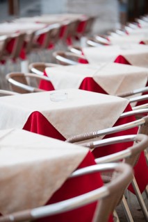 Tables of a cafe in Campo San Stefano