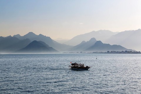 Excursion boat on the sea