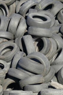 Old car tires in a heap