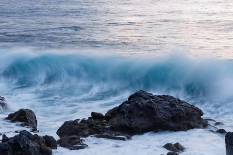 Surf on a rocky coast
