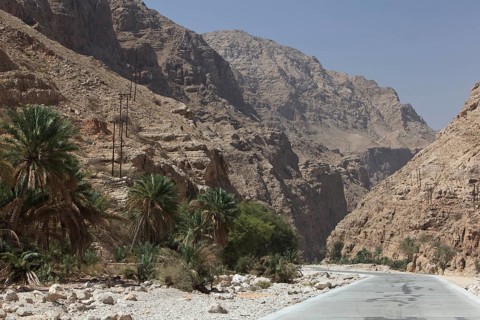 Road in the Wadi Shab mountain ravine
