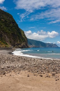 View of the cliff coast of Madeira near Sao Vicente