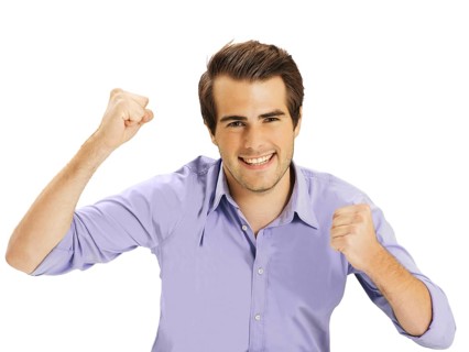 Businessman clenching fists