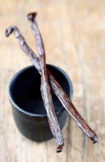 Vanilla pods on small pot