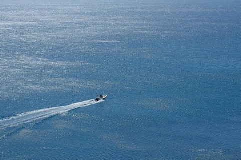A small boat in the Black sea
