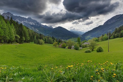 Dramatic clouds over the alpine landscape