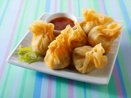 Traditional Chinese dim sum with chilli dip