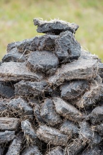 Stack of extracted peat from the Scottish Highland moors