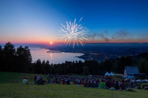 Solstice celebrations with fireworks on Mt Pfaender