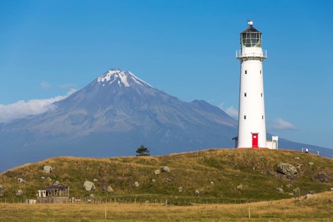 Cape Egmont Lighthouse with Mount Taranaki