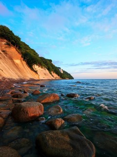 Chalk cliffs with the Koenigsstuhl cliff in the early morning